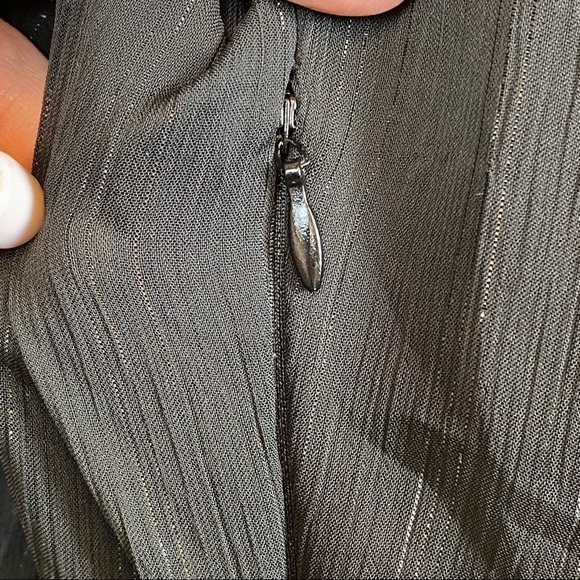 House of Harlow 1960 Long Sleeve Ruched Skirt Button Front Metallic Lurex Dress - Picture 9 of 13